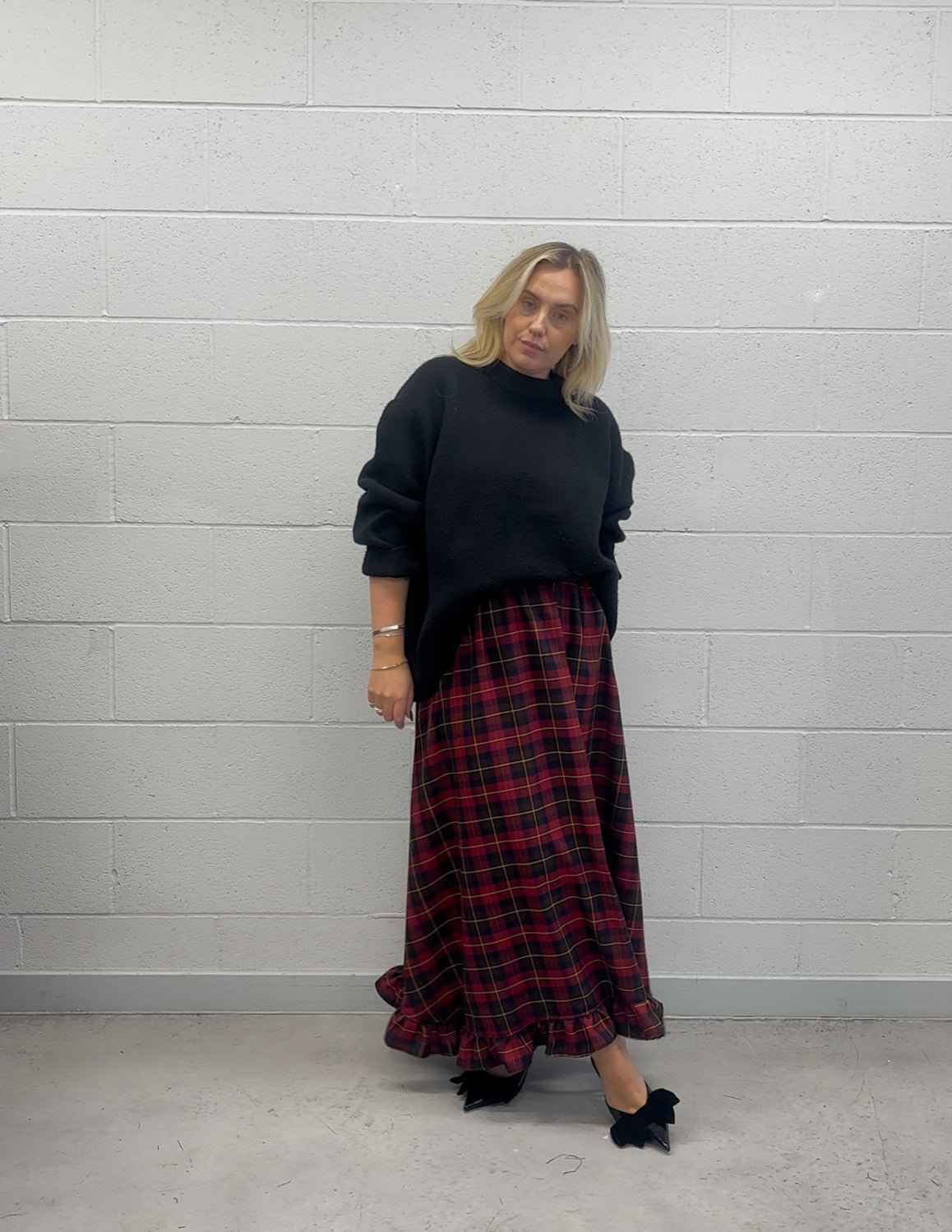PRE ORDER RED/BROWN TARTAN RUFFLE SKIRT