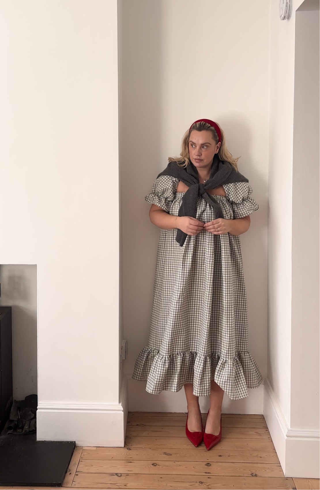 READY TO BUY MIDI GINGHAM ROSEBUD