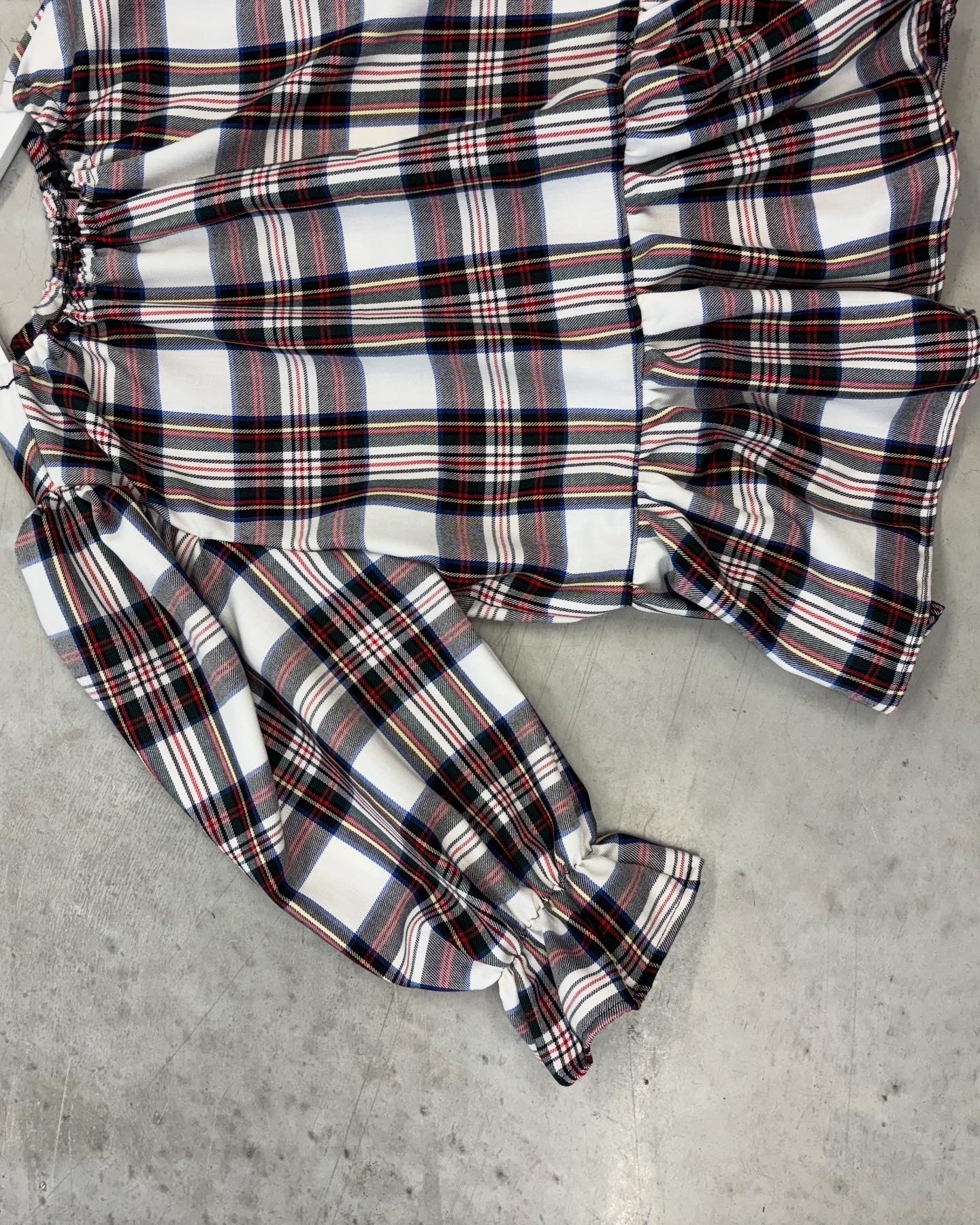 PRE ORDER WHITE TARTAN OLIVIA BLOUSE