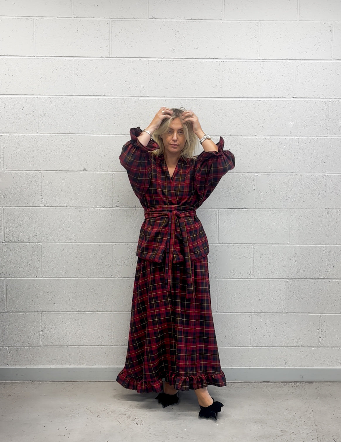 PRE ORDER RED/BROWN TARTAN RUFFLE SKIRT