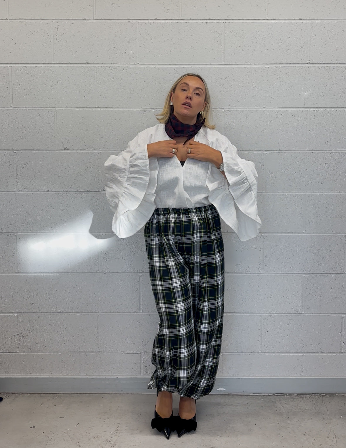 PRE ORDER GREEN TARTAN BALLOON TROUSERS
