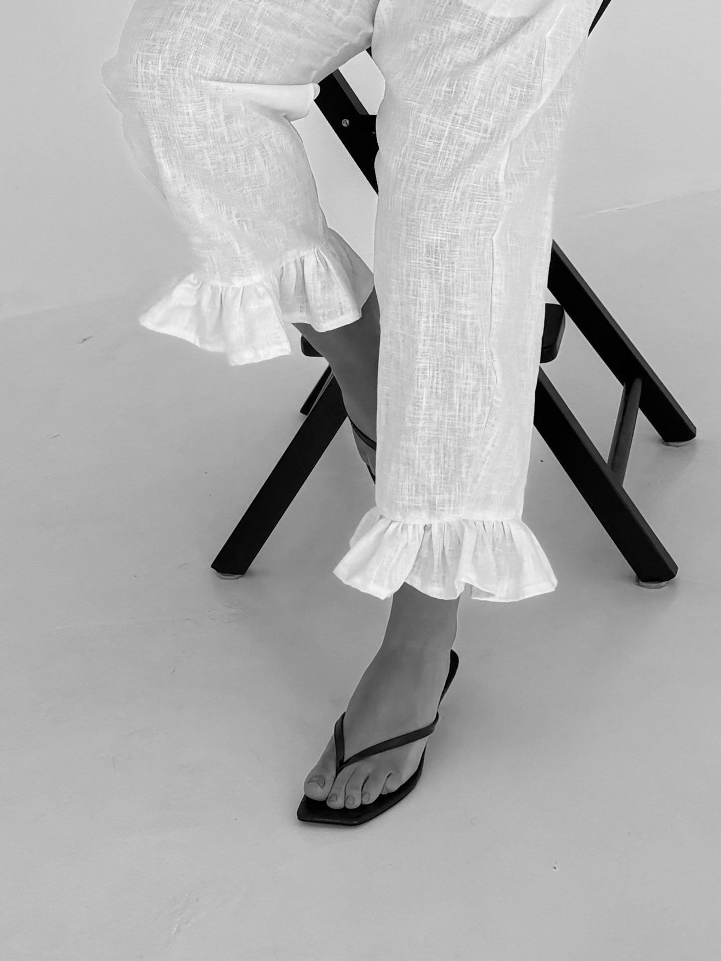 READY TO BUY WHITE LINEN ROSIE TROUSER