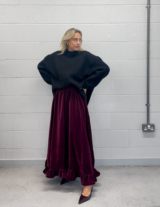 PRE ORDER VELVET RUFFLE SKIRT