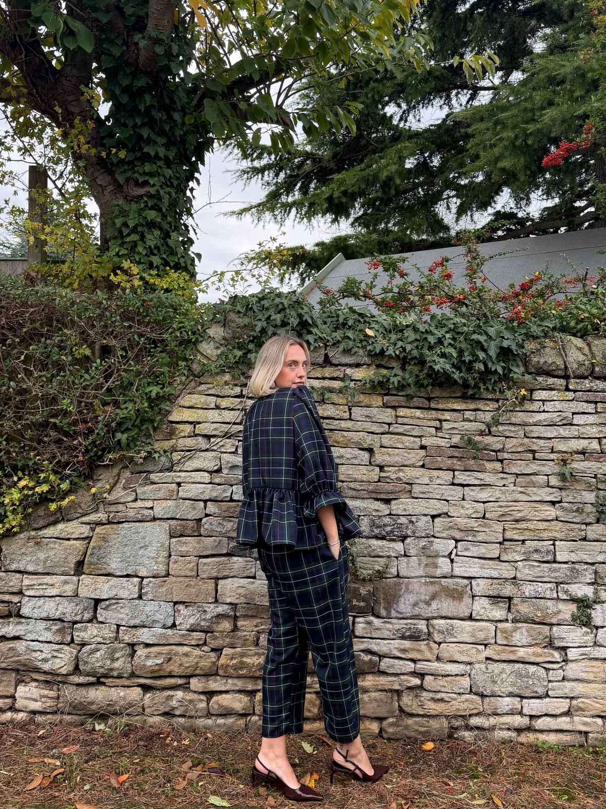 PRE ORDER NAVY TARTAN NORA TROUSERS