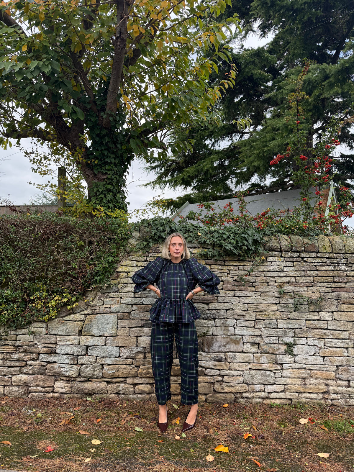 PRE ORDER NAVY TARTAN OLIVIA BLOUSE