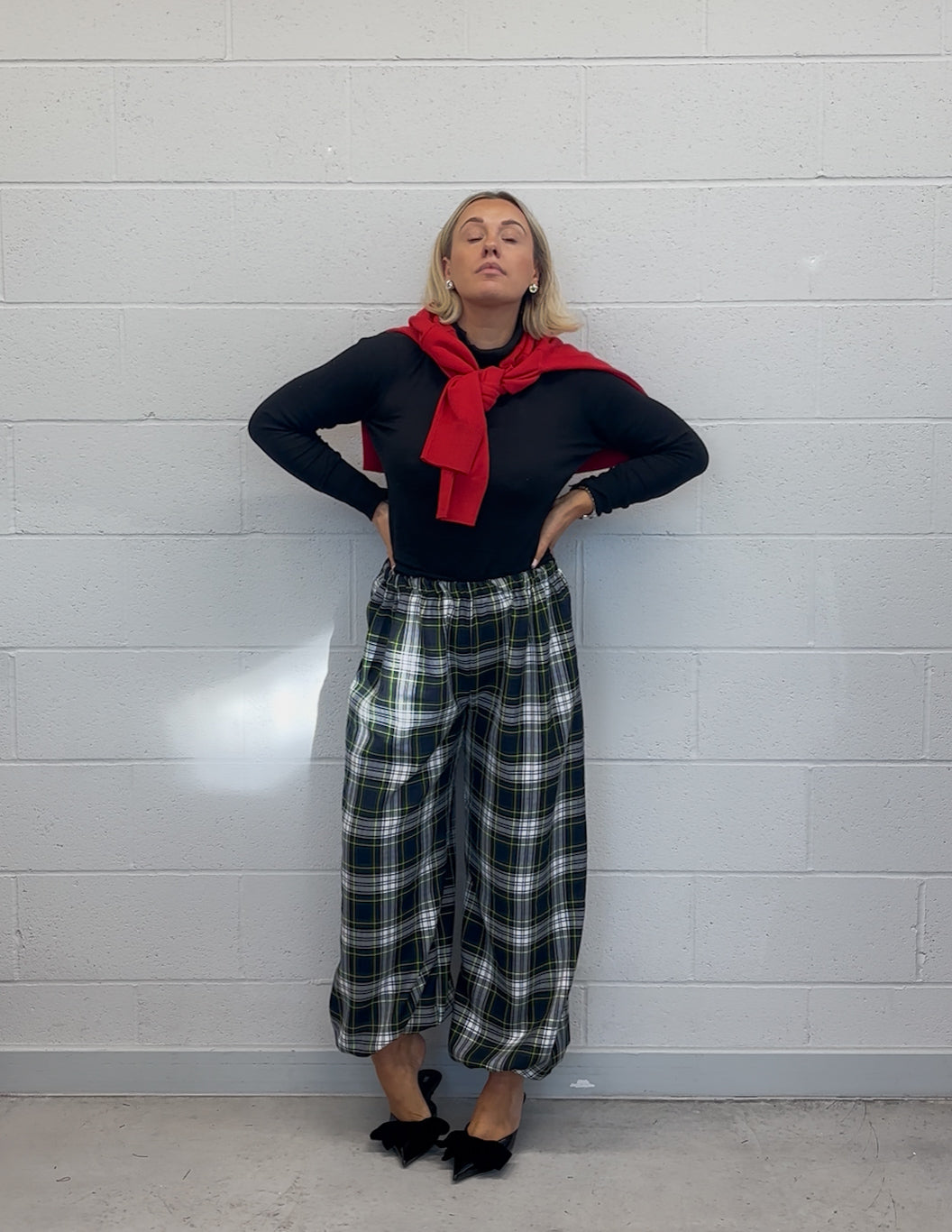 PRE ORDER GREEN TARTAN BALLOON TROUSERS