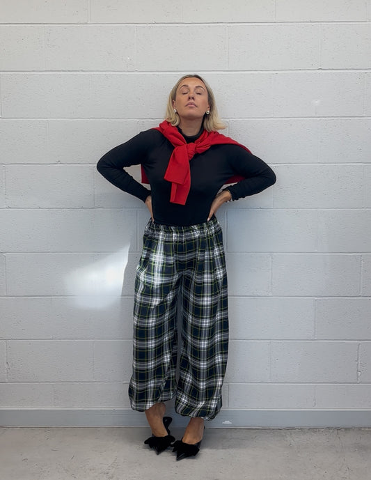 PRE ORDER GREEN TARTAN BALLOON TROUSERS