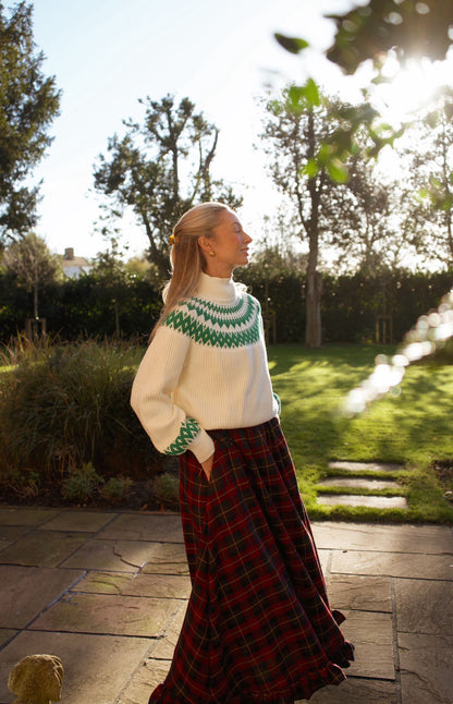 PRE ORDER RED/BROWN TARTAN RUFFLE SKIRT