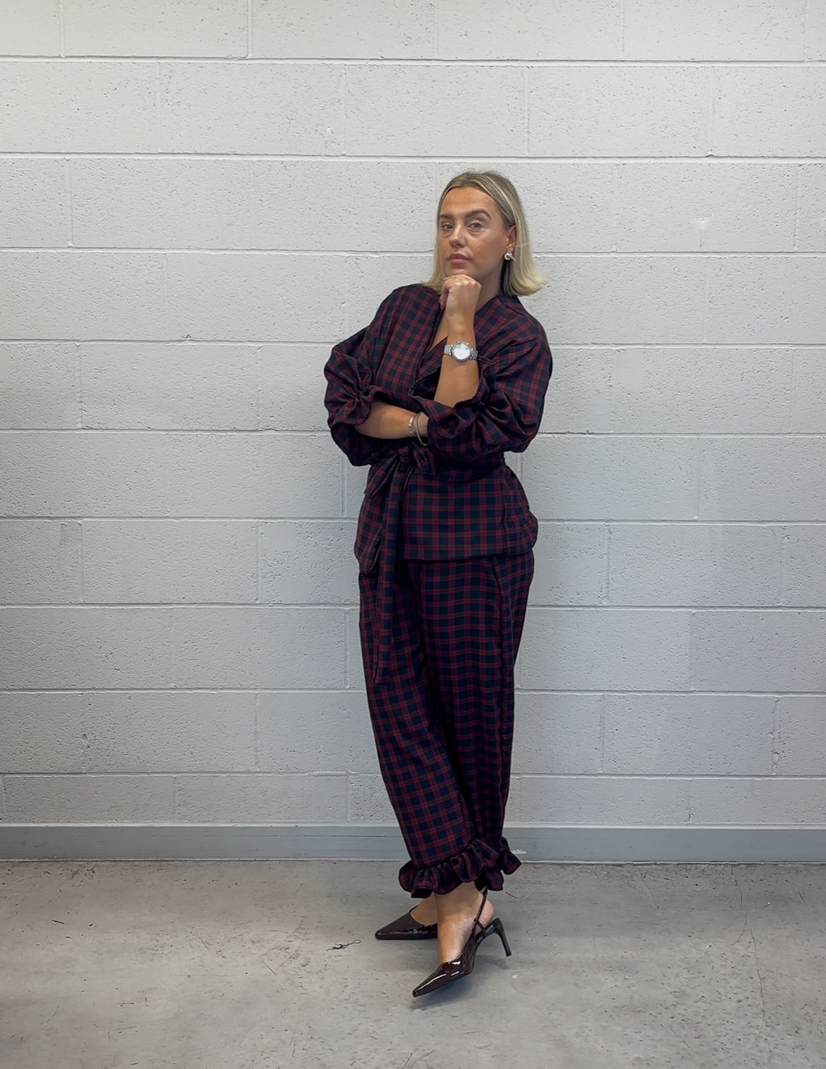 PRE ORDER BLUE & RED TARTAN ROSIE TROUSERS