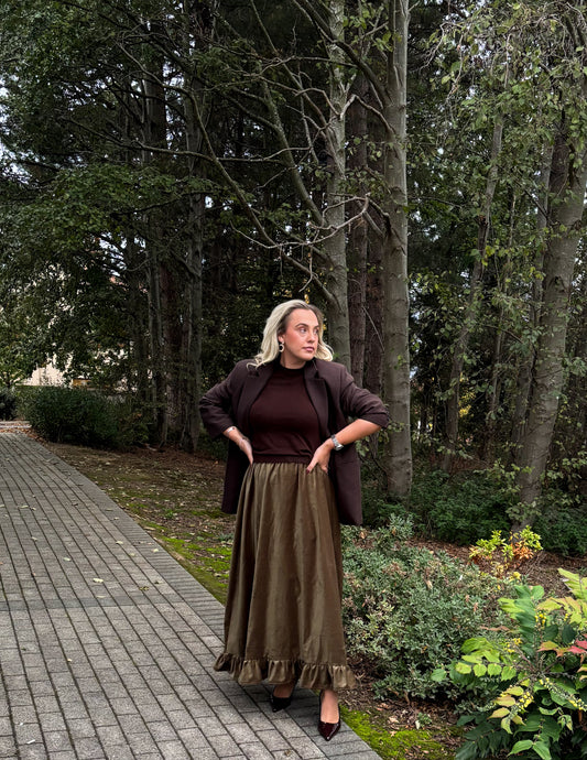 PRE ORDER VELVET OLIVE RUFFLE SKIRT