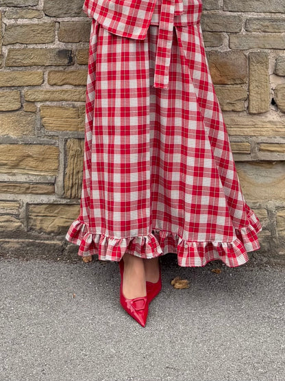 PRE ORDER RED & WHITE TARTAN SKIRT