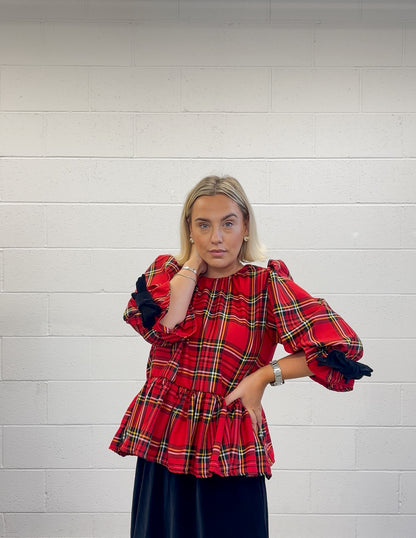 PRE ORDER RED TARTAN OLIVIA BLOUSE