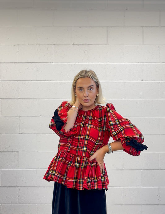PRE ORDER RED TARTAN OLIVIA BLOUSE