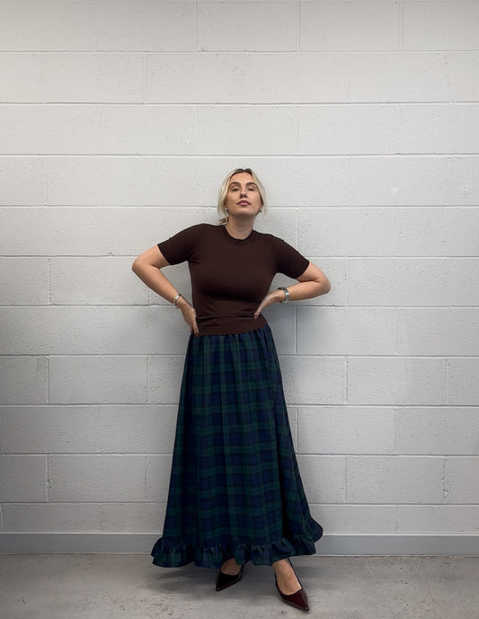PRE ORDER GREEN WATCH TARTAN RUFFLE SKIRT