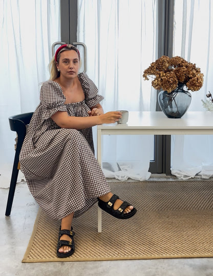 BROWN GINGHAM MELISSA MIDI