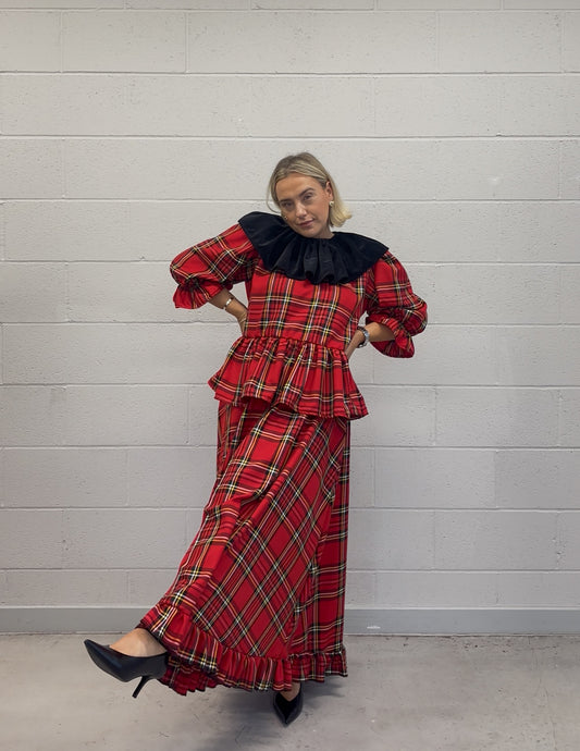 PRE ORDER RED TARTAN RUFFLE SKIRT