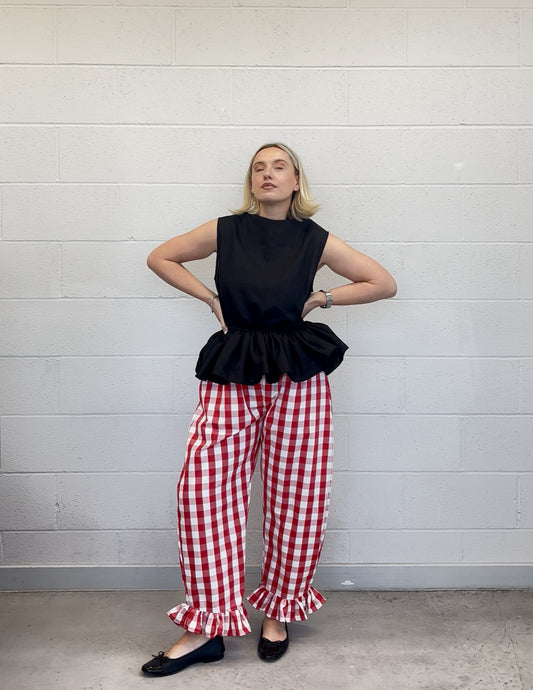 PRE ORDER RED GINGHAM ROSIE TROUSERS
