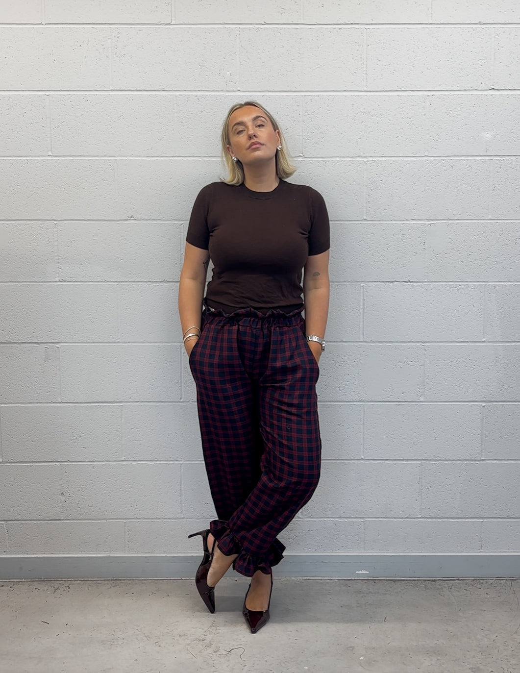 PRE ORDER BLUE & RED TARTAN ROSIE TROUSERS