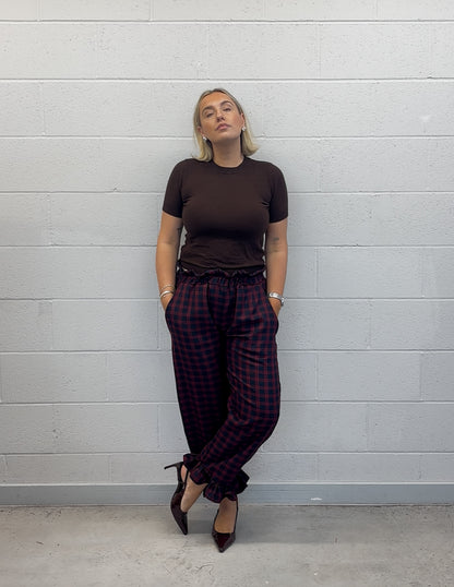 PRE ORDER BLUE & RED TARTAN ROSIE TROUSERS