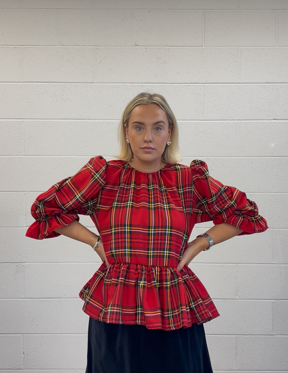 PRE ORDER RED TARTAN OLIVIA BLOUSE