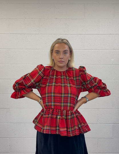 PRE ORDER RED TARTAN OLIVIA BLOUSE
