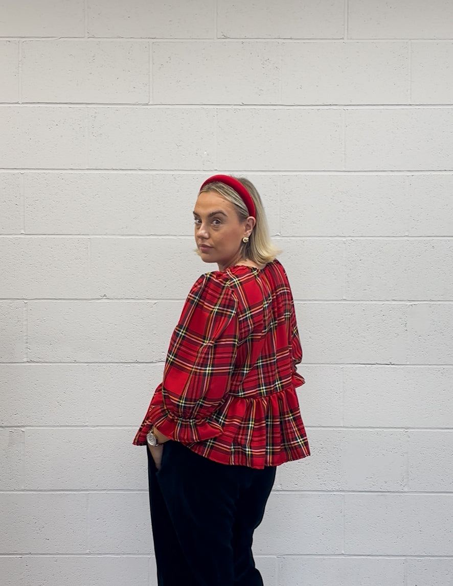 PRE ORDER RED TARTAN OLIVIA BLOUSE