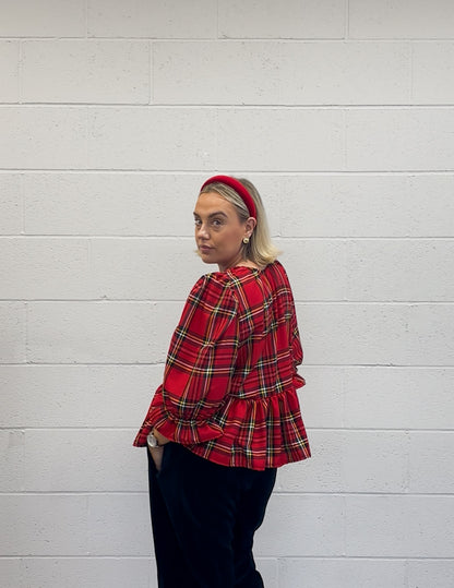PRE ORDER RED TARTAN OLIVIA BLOUSE