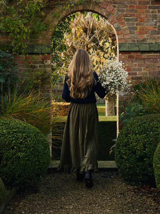 PRE ORDER VELVET OLIVE RUFFLE SKIRT