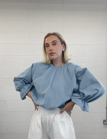 PRE ORDER VIVIENNE DENIM BLOUSE - LIMITED