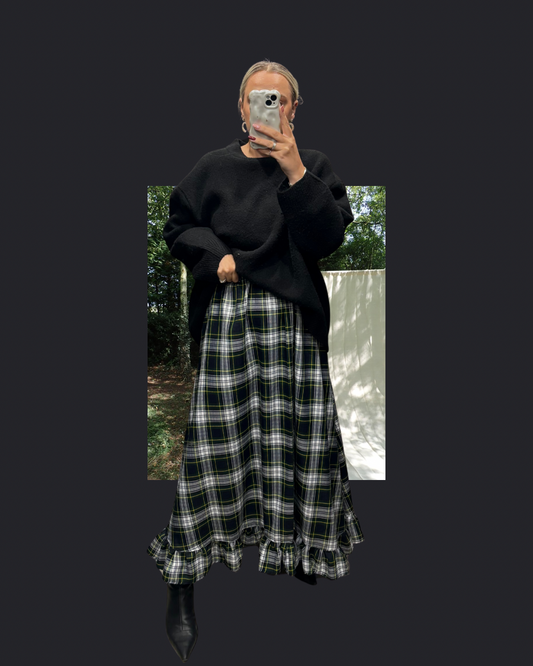 PRE ORDER GREEN TARTAN RUFFLE SKIRT