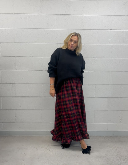 PRE ORDER RED/BROWN TARTAN RUFFLE SKIRT
