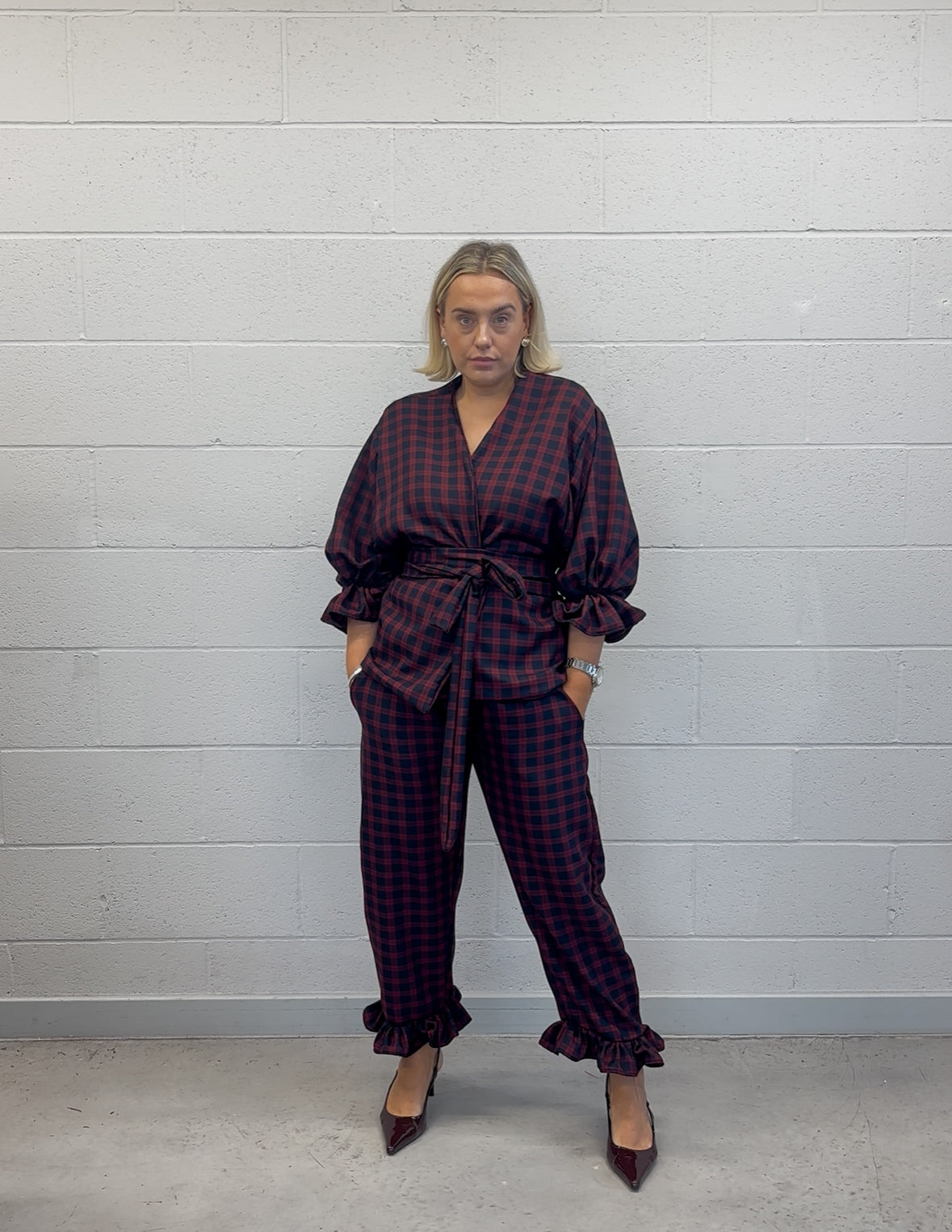 PRE ORDER BLUE & RED TARTAN ROSIE TROUSERS