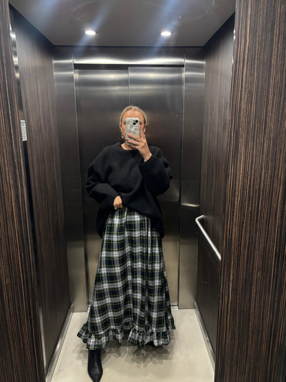 PRE ORDER GREEN TARTAN RUFFLE SKIRT
