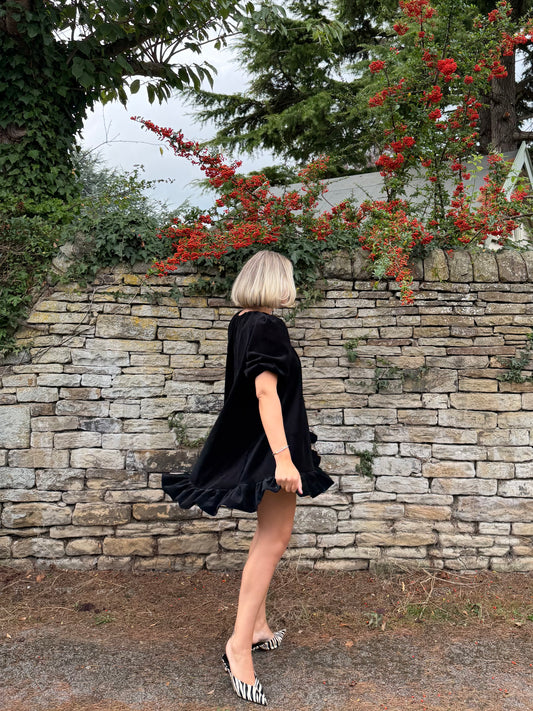 PRE ORDER VELVET OLIVIA MINI RUFFLE DRESS