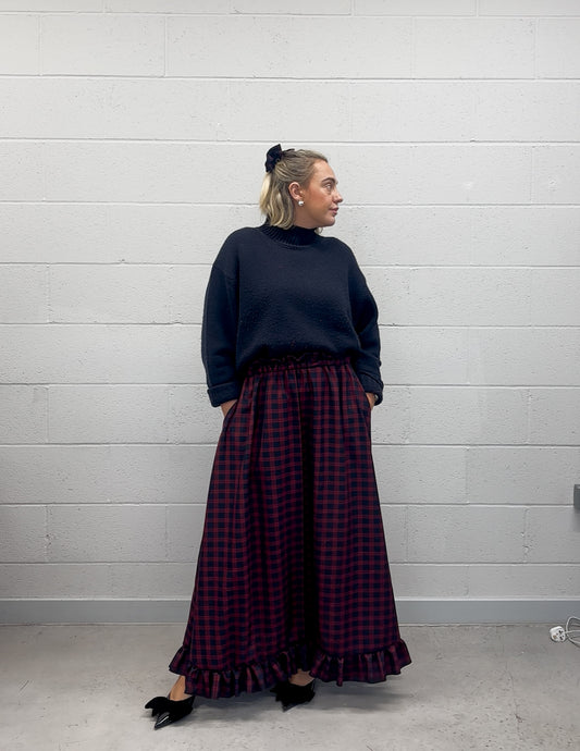 PRE ORDER RED/BLUE TARTAN RUFFLE SKIRT