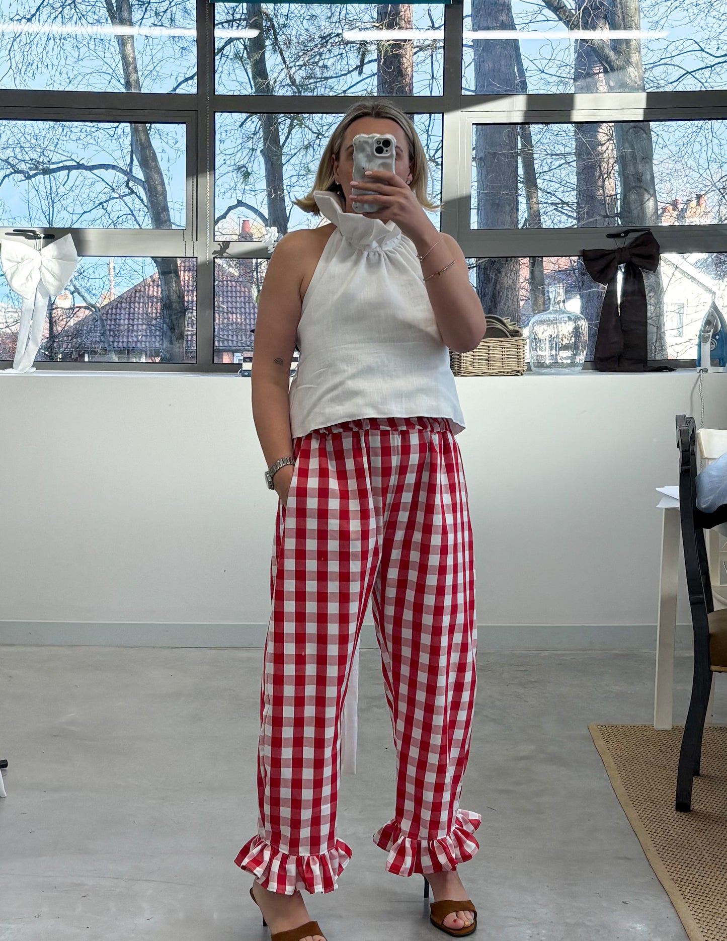 PRE ORDER RED GINGHAM ROSIE TROUSERS