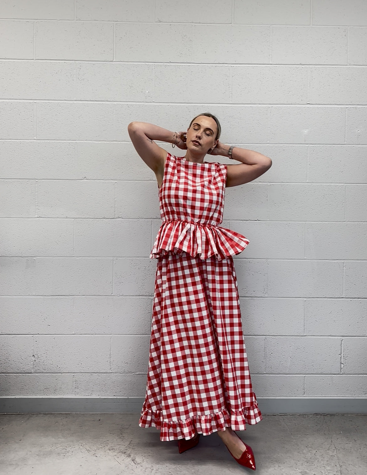 PRE ORDER RED GINGHAM RUFFLE SKIRT