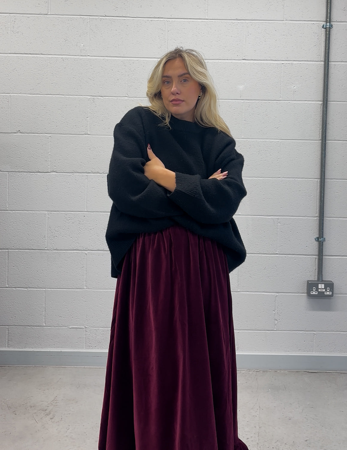 PRE ORDER CHERRY VELVET MIDI RUFFLE SKIRT