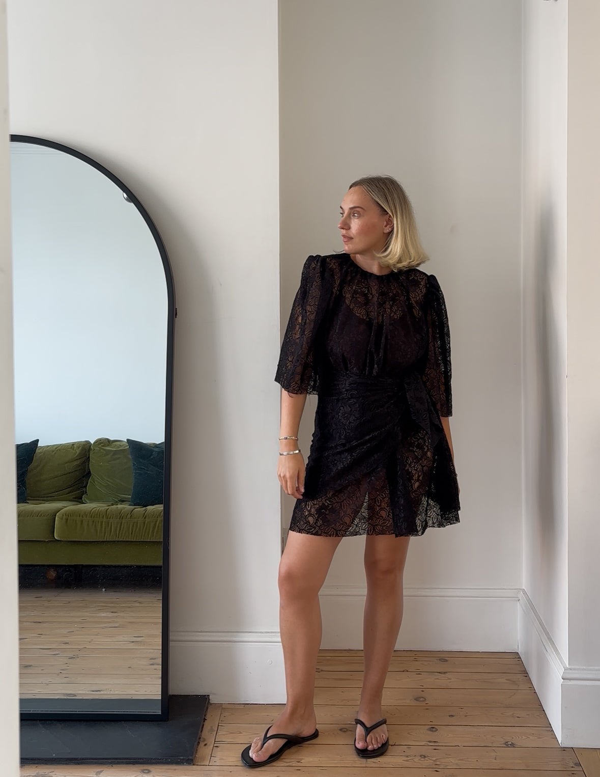PRE ORDER MINI BLACK LACE DRESS + SCARF SET