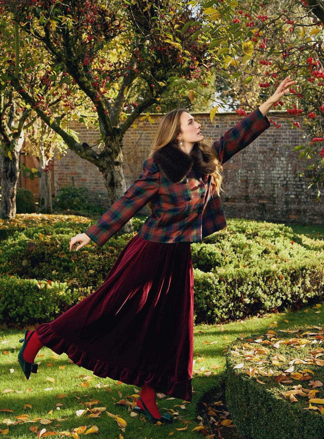 PRE ORDER CHERRY RED VELVET RUFFLE SKIRT