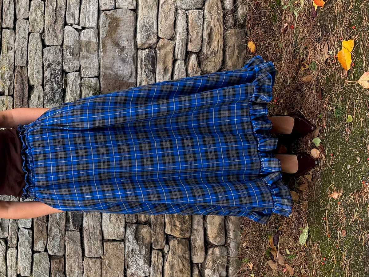 PRE ORDER BLUE & GREY TARTAN SKIRT