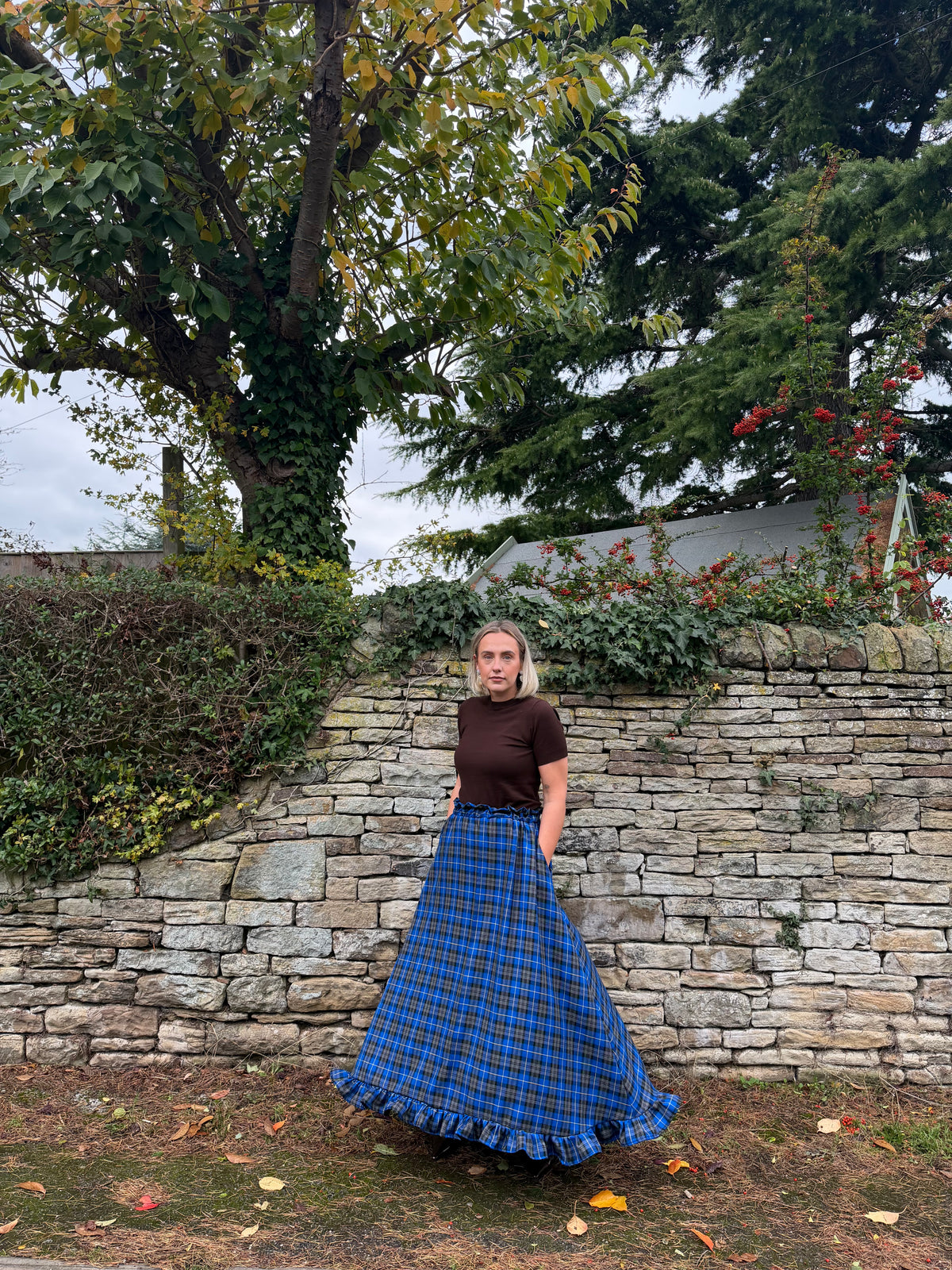 PRE ORDER BLUE & GREY TARTAN SKIRT
