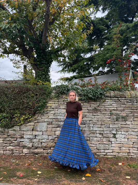 PRE ORDER BLUE & GREY TARTAN SKIRT