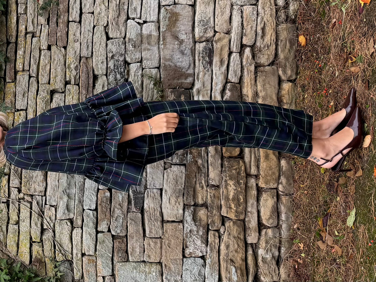 PRE ORDER NAVY TARTAN NORA TROUSERS