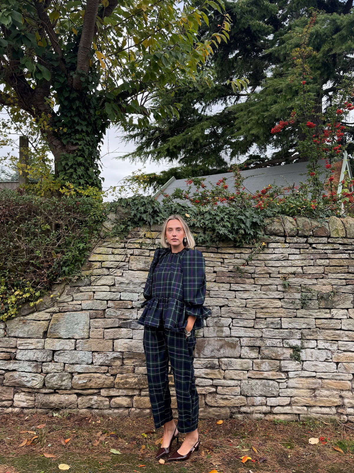 PRE ORDER NAVY TARTAN NORA TROUSERS