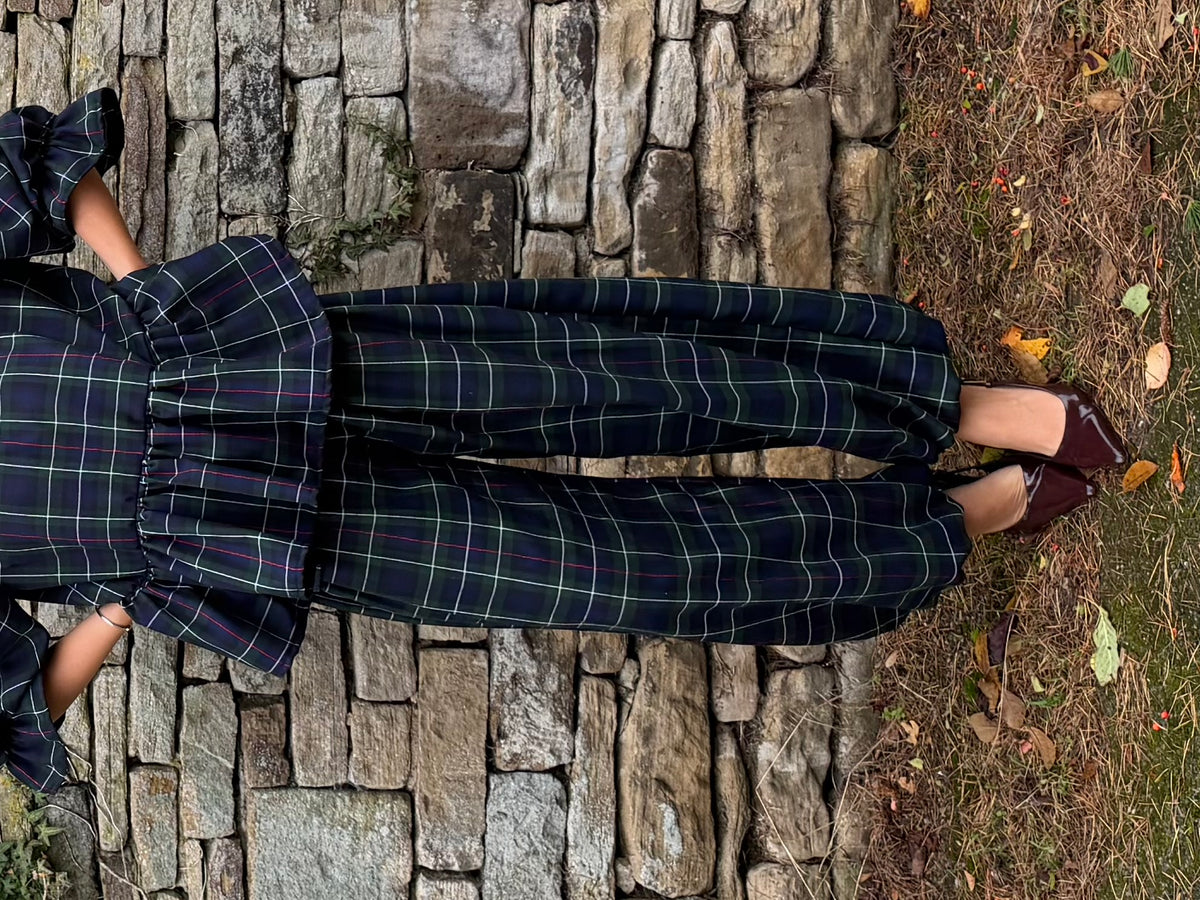 PRE ORDER NAVY TARTAN BALLOON TROUSERS