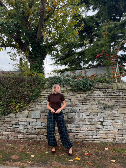PRE ORDER NAVY TARTAN BALLOON TROUSERS