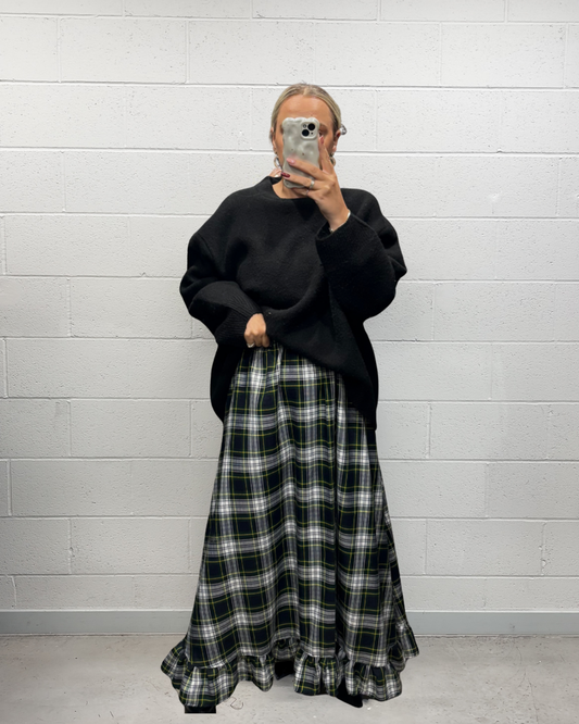 PRE ORDER GREEN TARTAN RUFFLE SKIRT